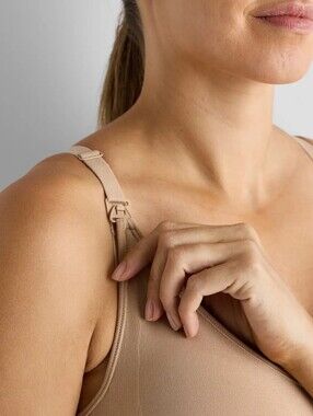 Quince Seamless Nursing Bra Sand XS NWT Adjustable Maternity Breastfeeding
